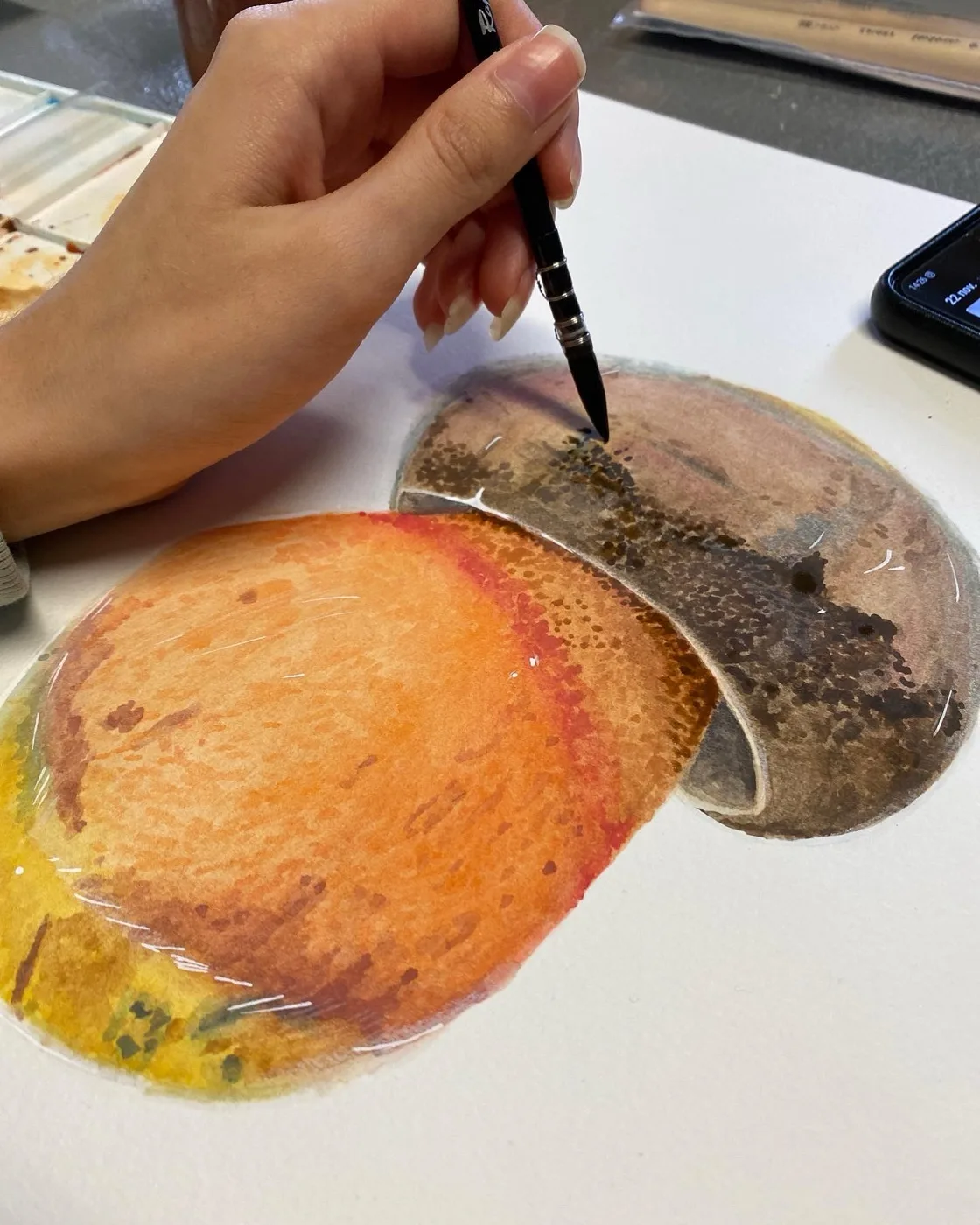 Aquarelle en cours de réalisation