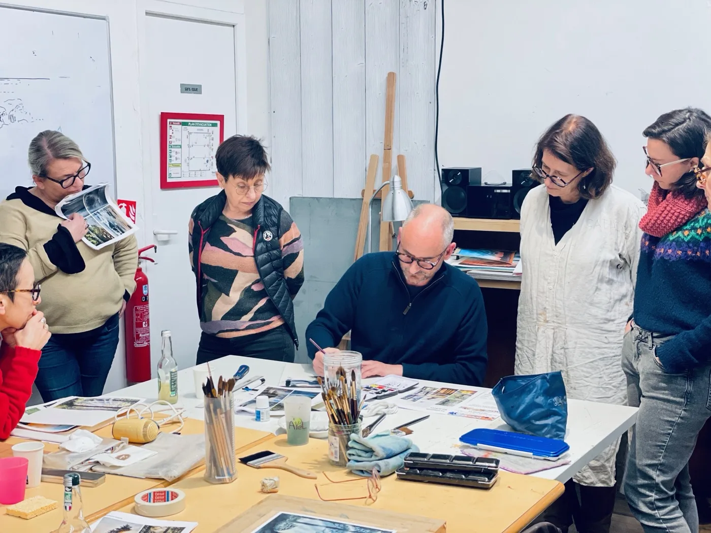 Démonstration de Pierre Renollet en atelier