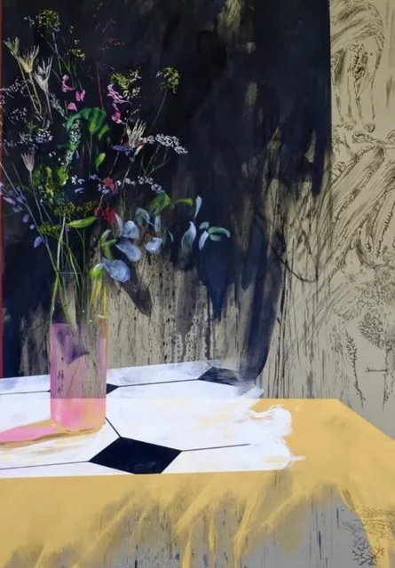 Peinture technique mixte réalisée en cours à Bordeaux