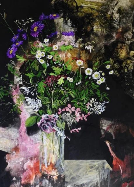 Peinture technique mixte réalisée en cours à Bordeaux