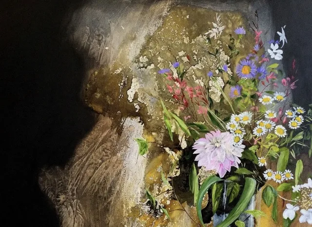 Peinture technique mixte réalisée en cours à Bordeaux