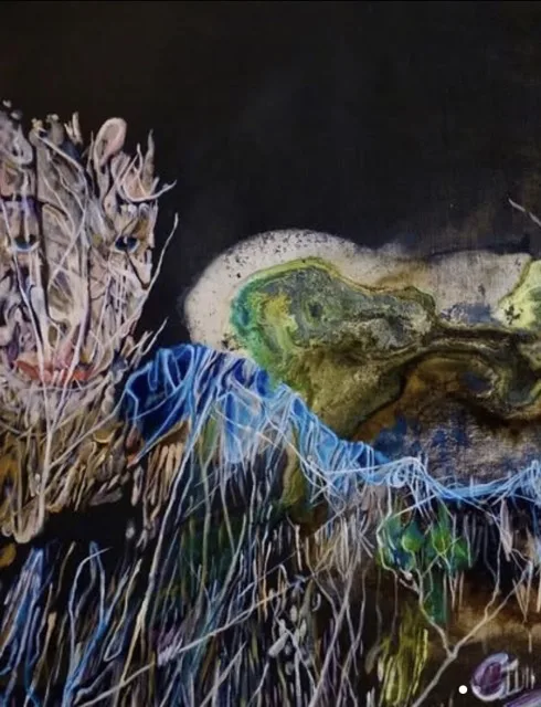 Peinture technique mixte réalisée en cours à Bordeaux