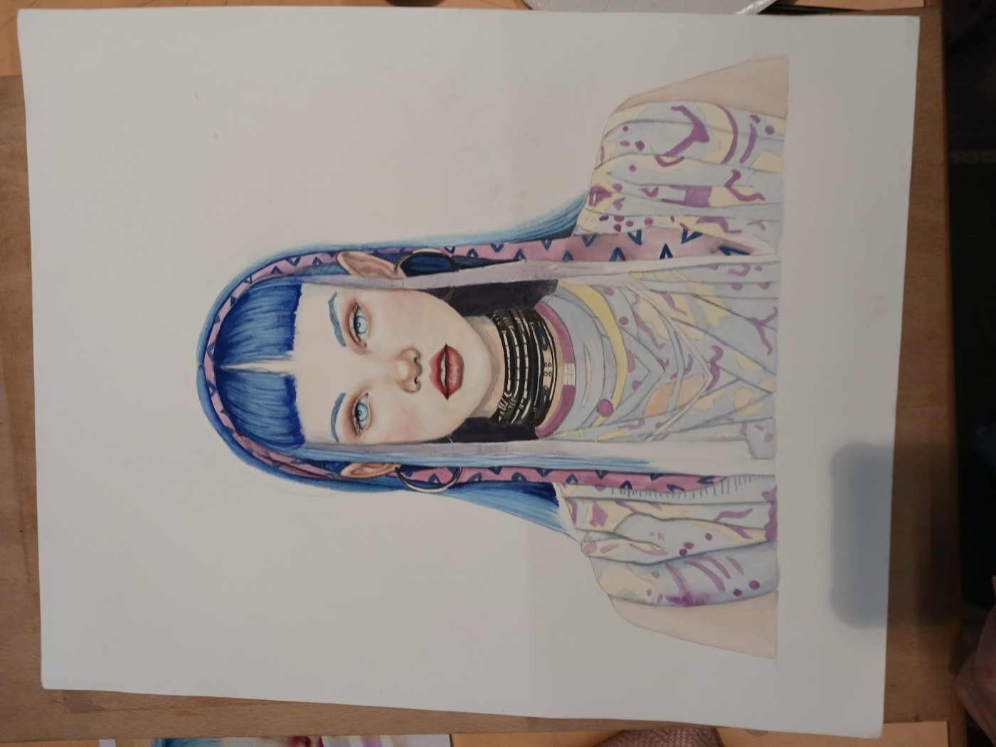 Portrait à l'aquarelle réalisé en cours